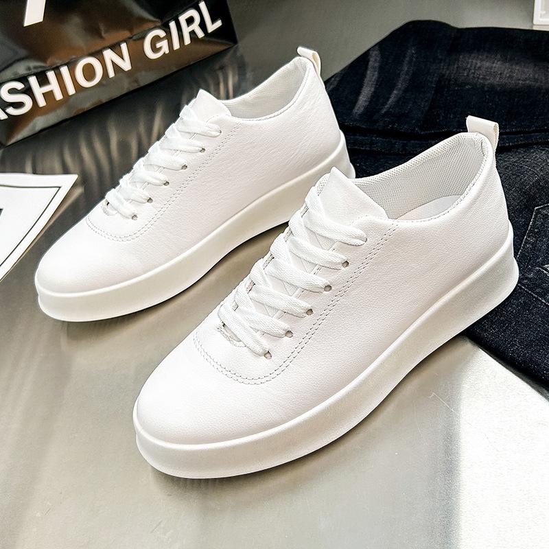 Men's Casual Sporty Four Seasons Skateboarding Shoes Lightweight Breathable Mesh Lining PU Insole Small Black Lazy Student Lace