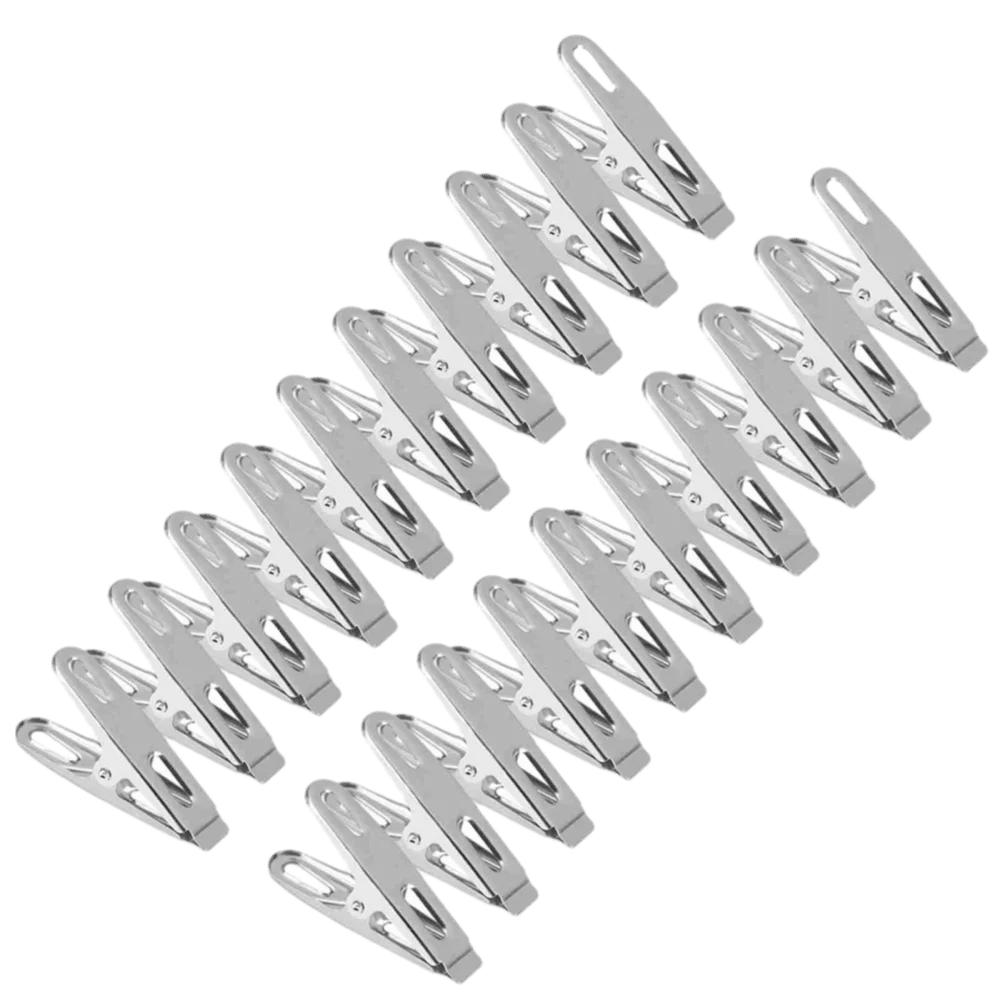 20Pcs Clothes Stainless Steel Clothes Peg Windproof Small Laundry Clip Multi-functional Sock Clip Drying