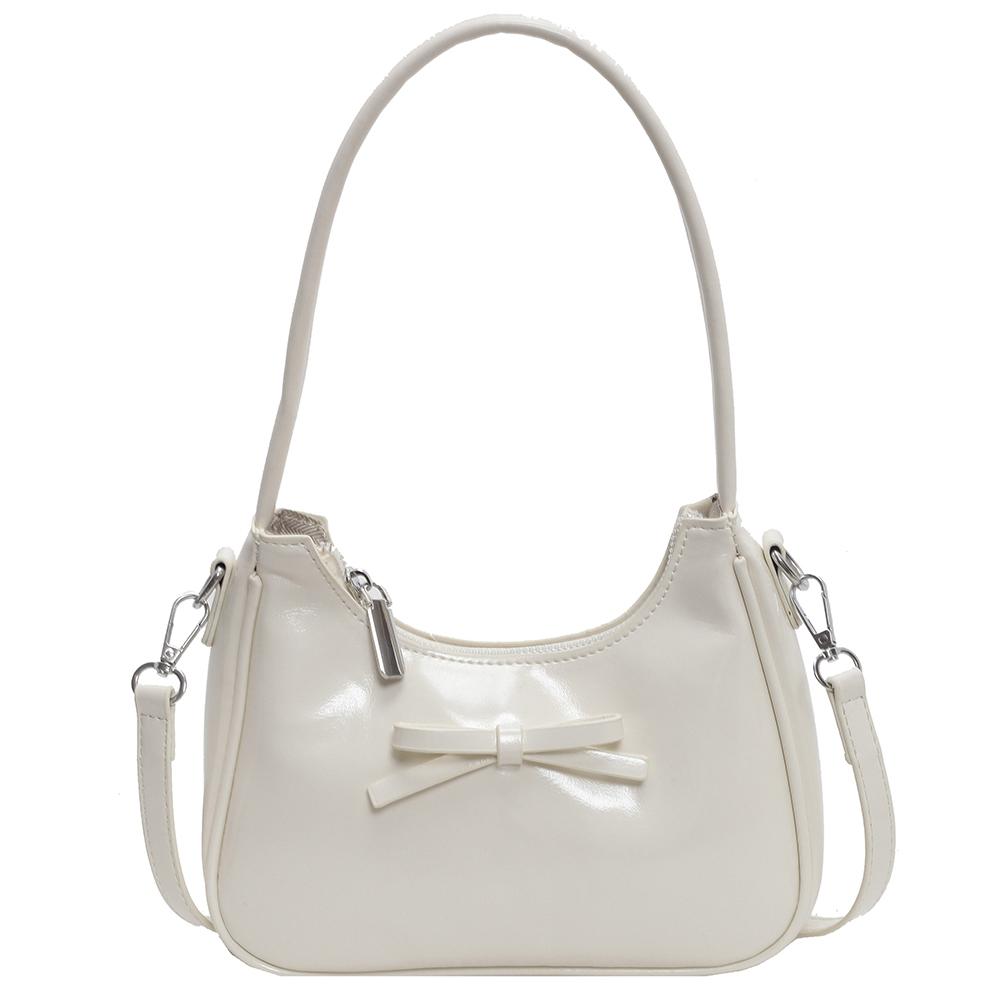 Shoulder Bag Women PU Leather Bowknot Underarm Bag Solid Color Crossbody Bag Clutch Purse for Work Travel Shopping