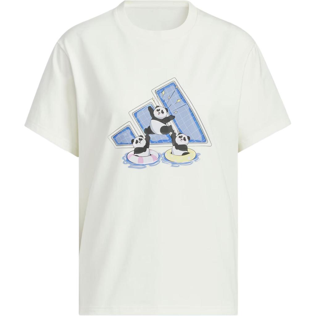 Adidas Graphic Logo Round Neck Sports Casual Short Sleeve T-Shirt Women T-Shirts Han-Jade-White KC0970