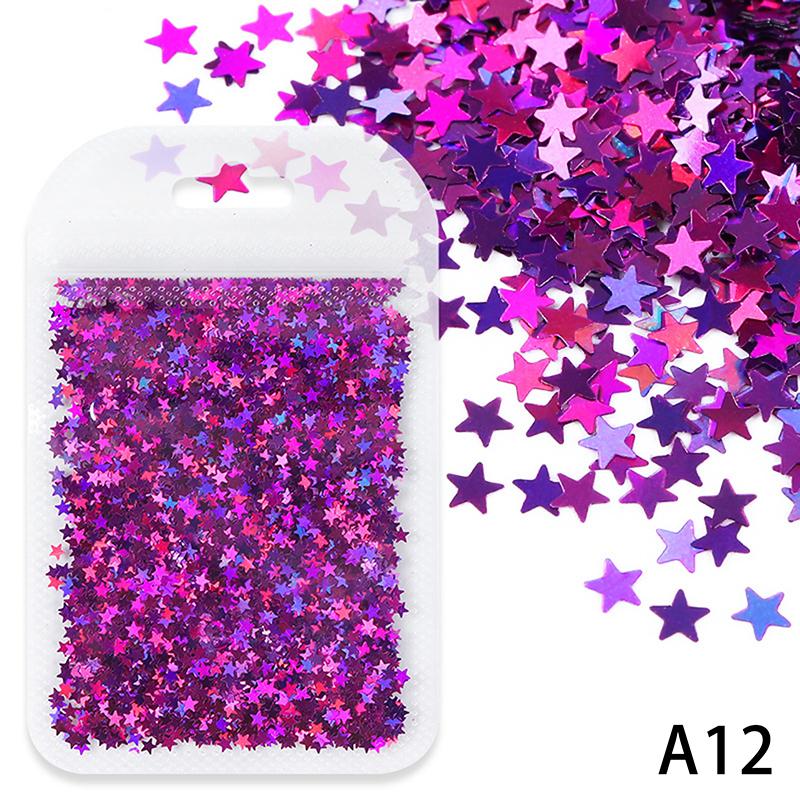 3mm Star Shaped Holographic Nail Glitter Mix Laser Nail Charm Colourful Bling Decoration Accessories for Nail Art