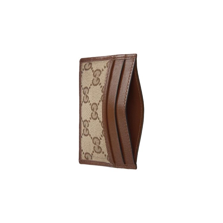 Gucci Zumi Logo Canvas And Leather Card Holder Unisex Card Holder Brown Ebony 681709-GY5SN-8563