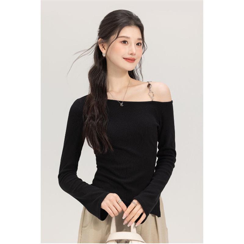 

Женский трикотажный топ Ouyangxi Autumn Date Slim Fit с длинным рукавом Medium чёрный