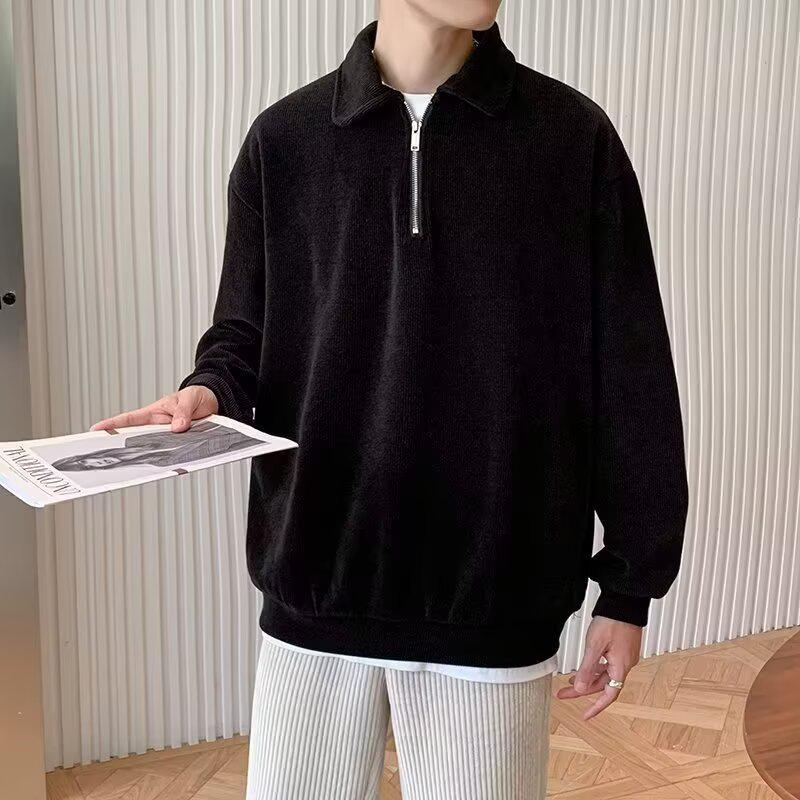 Men's Retro Half-Zip Hoodie - Loose Casual Fit for Spring and Autumn