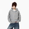 Unisex Hooded Zip-Up Sweatshirt With All-Over Star Print Loose Fit Casual Pullover Fall