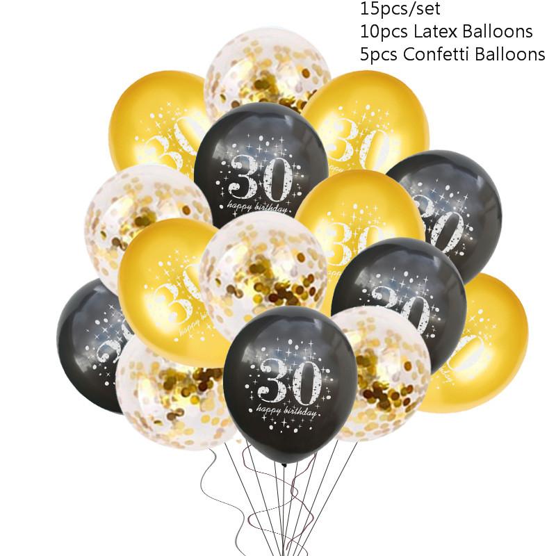 Black Gold 30 40 50 60 Years Birthday Party Confetti Balloon 30th 50th Birthday Party Decorations Adult Party Ballon Air Globos