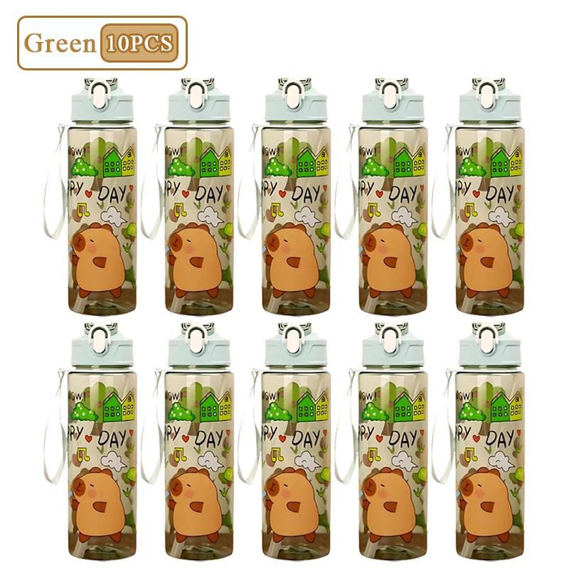 1/3/5/10PCS 750ML Capybara Straw Cup Cute Cartoon Water Bottle with Carry Strap Leakproof Portable Drinking Cup Kids Bottle