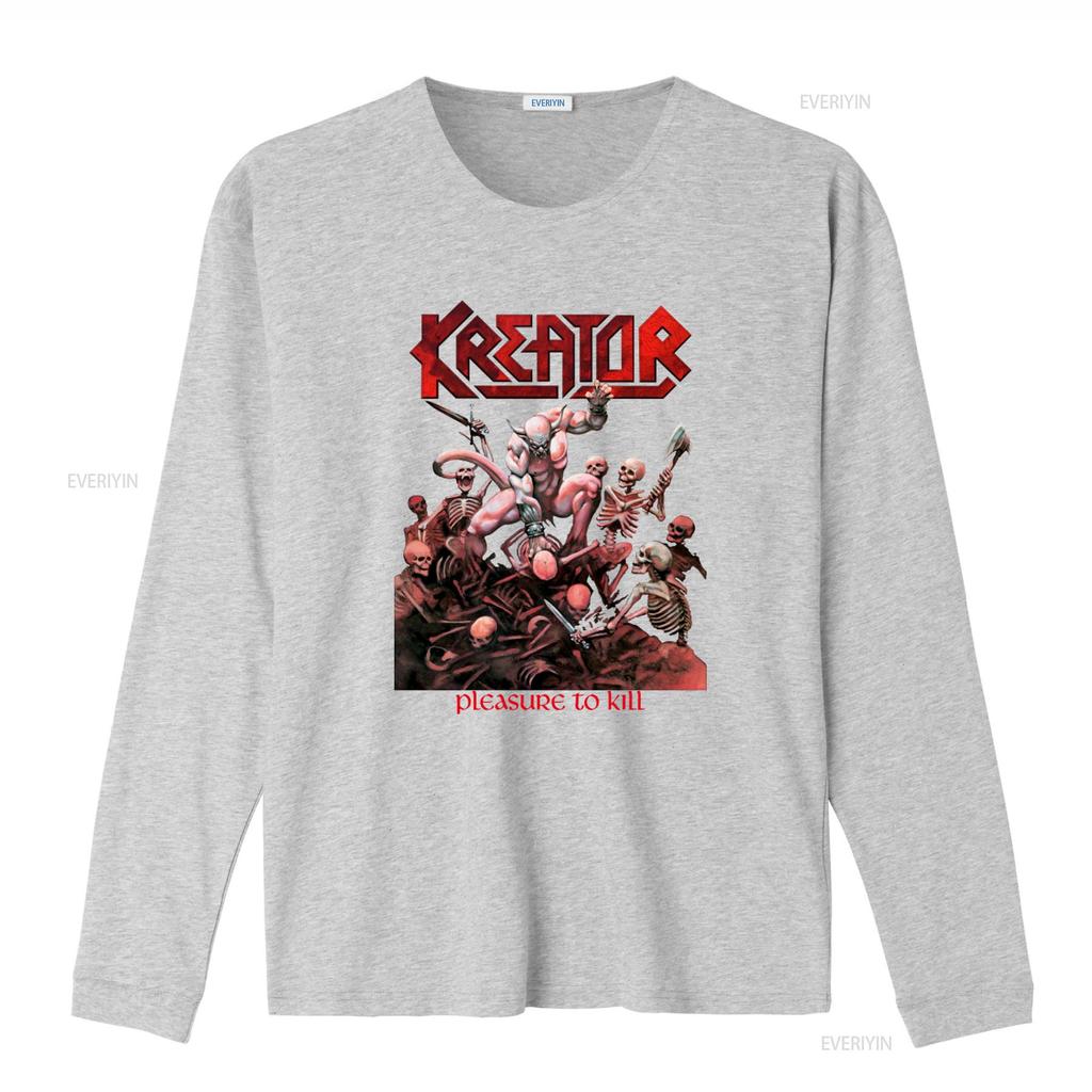 Kreator Pleasure To Kill Death Metal Print Short Long Sleeve Black T Shirt for Sizes 345Xl Vintage Washed Graphic