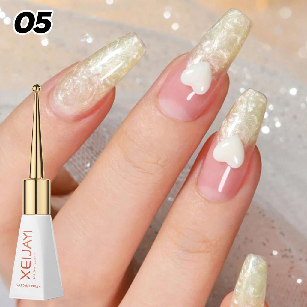 Mother of Pearl Gel Polish - Pearly Shell Swirl Nail Art Gel, UV/LED Curable for Salon & DIY Manicure