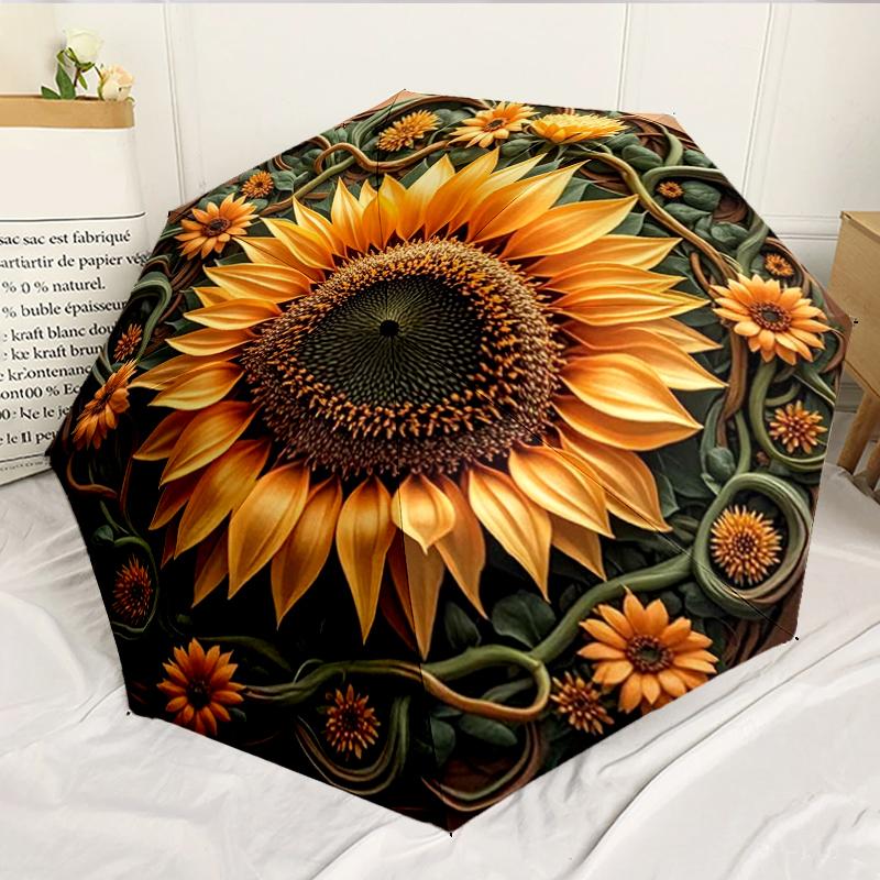 Sunflower Kaleidoscope Pattern 8-Frame for Travel, Camping, Casual Lightweight Portable Umbrella, Essential for Every Family Holidays Birthday Gift