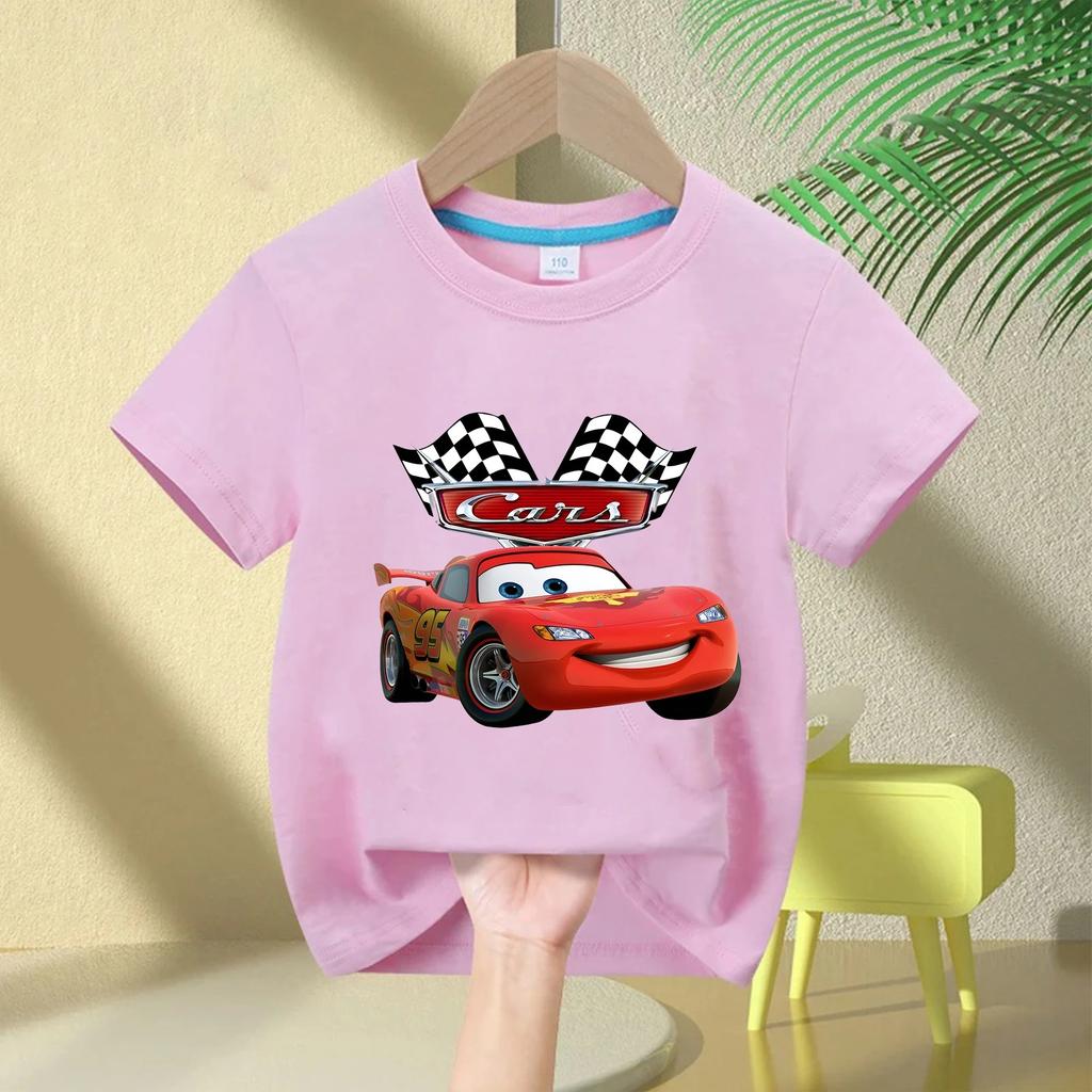 Nové Dětské Tričko z Čisté Bavlny, Cars 2026 Letní Chlapecké Tričko, Blesk McQueen, Krátký Rukáv, Unisex, Dětské Univerzální Tílko