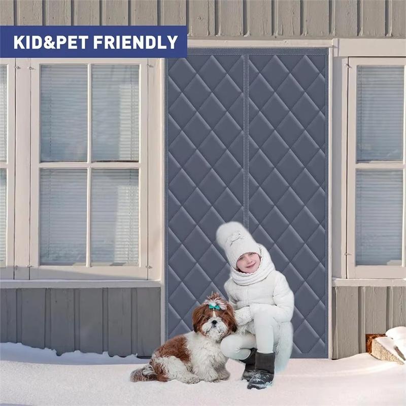 1PCS Winter Self Absorbing Cotton Home Thickened Warm Door Curtains Thermal Insulation Partition Curtains Winter Cold Curtains Wind Resistant Panels