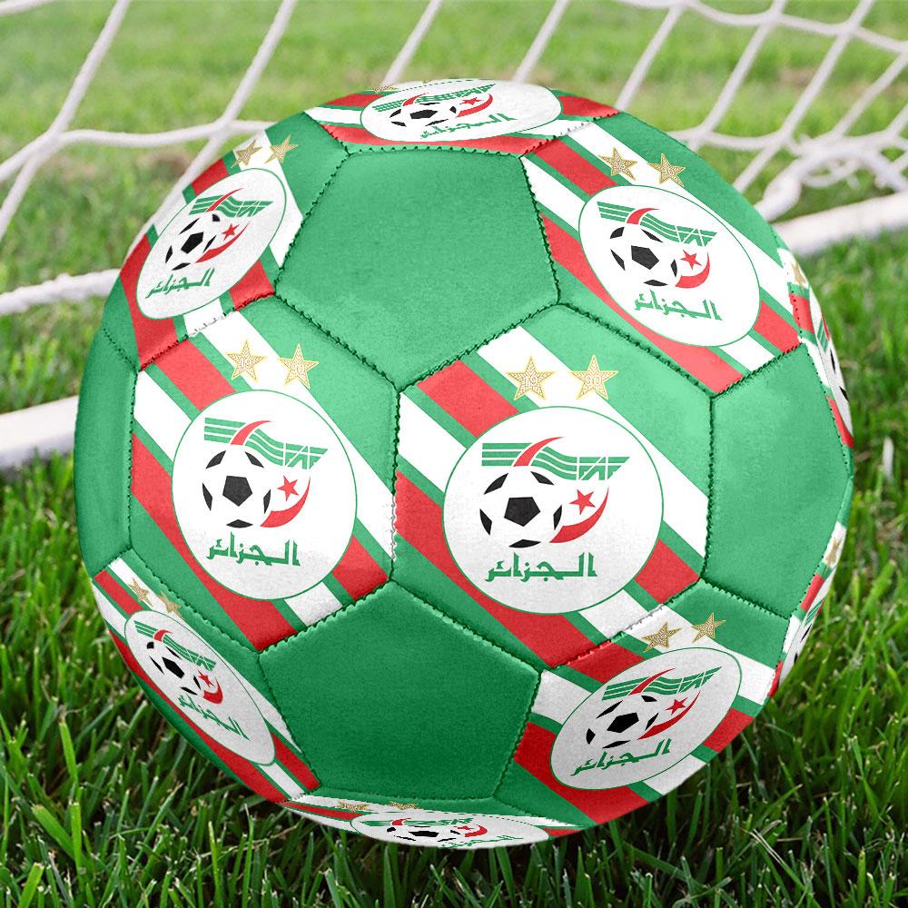 Algeria National Football Logo Size 5 Soccer Ball, Machine-Stitched PVC, Durable & High Bounce, All Ages Fit, Fan Merchandise, Matches & Outdoor Use.