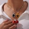 French Minimalist Titanium Steel Pendant Necklace & Water Drop Earring Set for Women