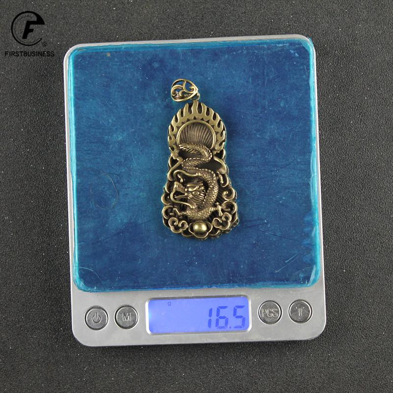 2021 New Style Antique Copper Chinese Dragon Pendant Necklace Animal Lucky Blessing Chinese Characters FU New Year Present