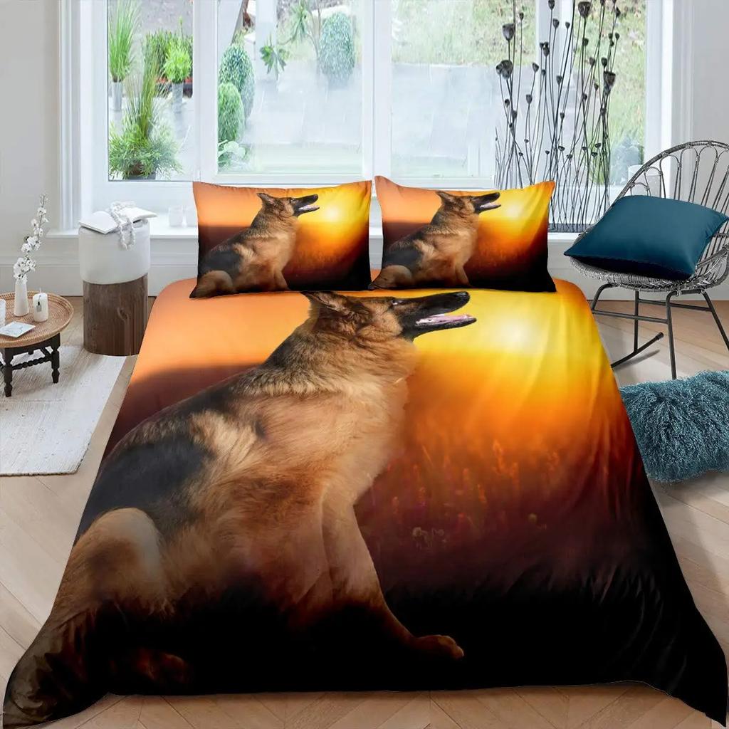 German Shepherd Duvet Cover Set 3D German Shepherd Puppy Print Bedding Set For Boys Girls Pet Animal Theme Comforter Cover