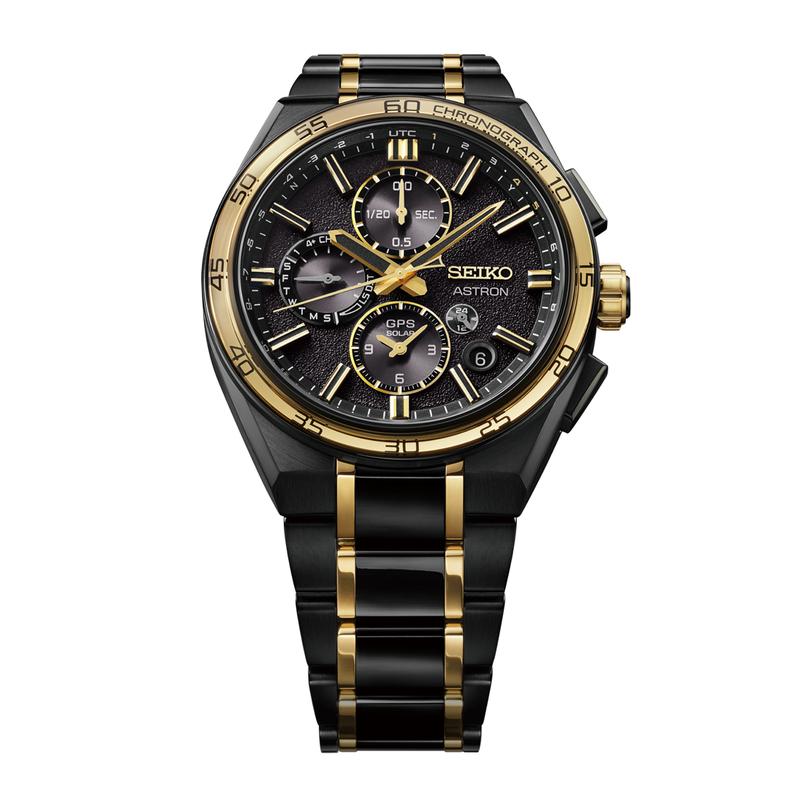 SEIKO Astron series 100 meters waterproof chronograph perpetual calendar dual time zone solar Quartz titanium strap 44.1mm men's watch black di SSH186