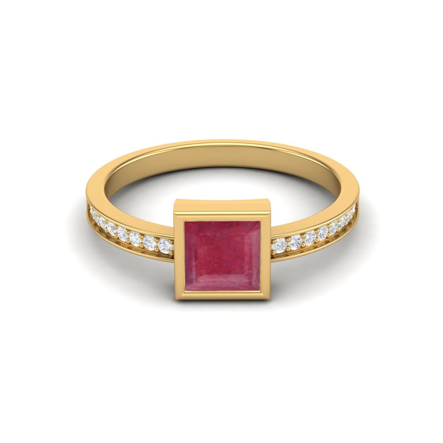 5MM Square Shape Ruby 925 Sterling Silver Gold Vermeil July Birthstone Solitaire Engagement Ring 5