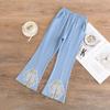 Girls' Pants Summer Thin Flared Pants Elastic Split Jeans