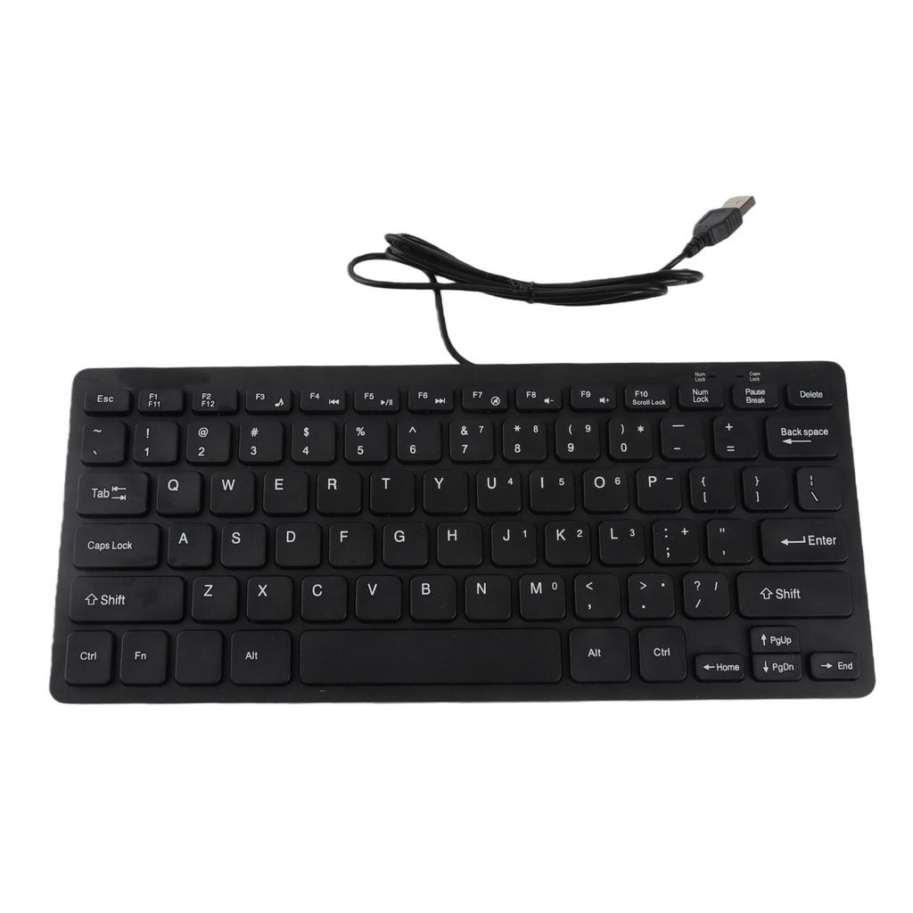 78 Keys Thin USB Wired Keyboard for Desktop Computer Laptop PC (Black)