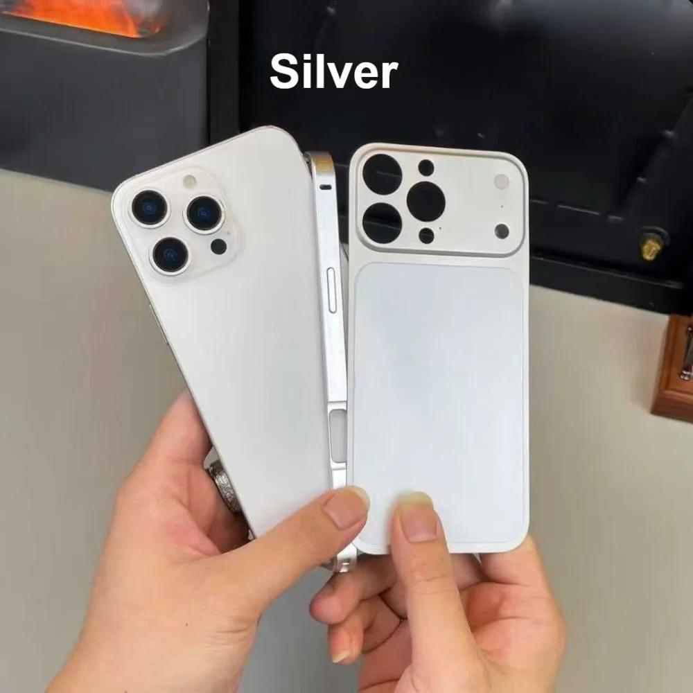 

Металлический чехол-рамка из сплава для IPhone 16 15 14 13 Pro Max Второе обновление до IPhone 17 Pro Max Задняя панель с большим окном Противоударный чехол iPhone 16 Pro Max