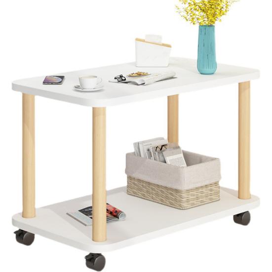 End Table Rectangle Side Table Wood Night Stand with 2-Tier Storage Shelf Living Room Small Coffee Table Wood Finish Bedside Table