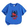 Kids Boys Girls Crew Neck Short Sleeve T-Shirt, 100% Cotton Casual Tees, Cool Super Hero Spider Print Soft Breathable Summer Tops for Daily Play Outdo