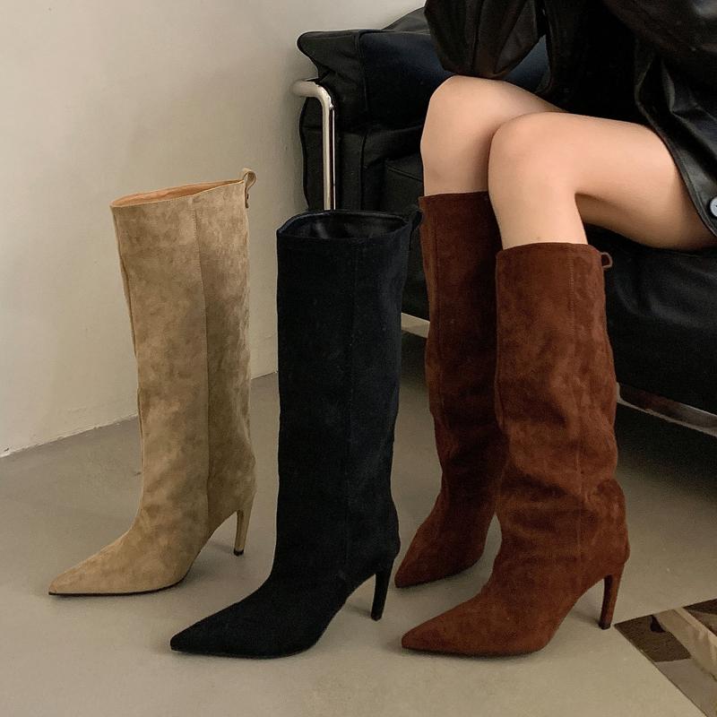 Fashion Eilyken Winter Street Style Pointed Toe Knee-High Women Boots Thin Heels Shoes Female Punk Vintage Long Booties Zapatos De Muje