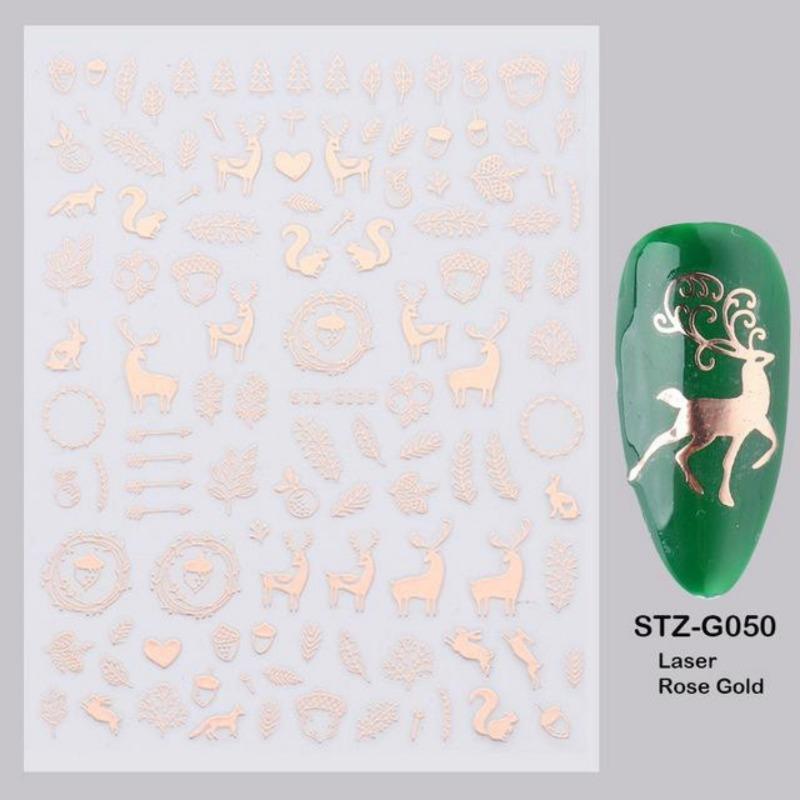 3D Nail Art Sticker Christmas Sticker Nail Rose Gold Glitter Snowflake Applique Nail Manicure Winter