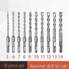 10-Piece Electric Hammer Drill Bit Set, Square & Round Shank (Sizes 4-14)