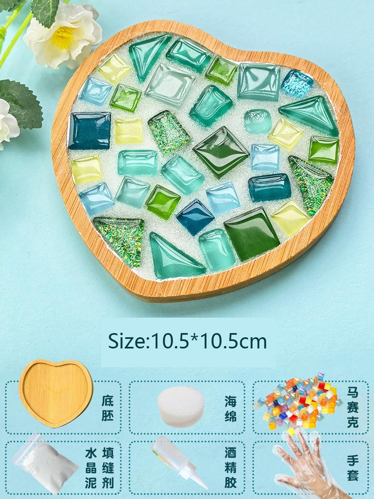 Bamboo Mosaic DIY Coasters Handmade Creative Material for Cup Mat Placemat Mosaic Crystal Craft Tool Kit Kids Gift
