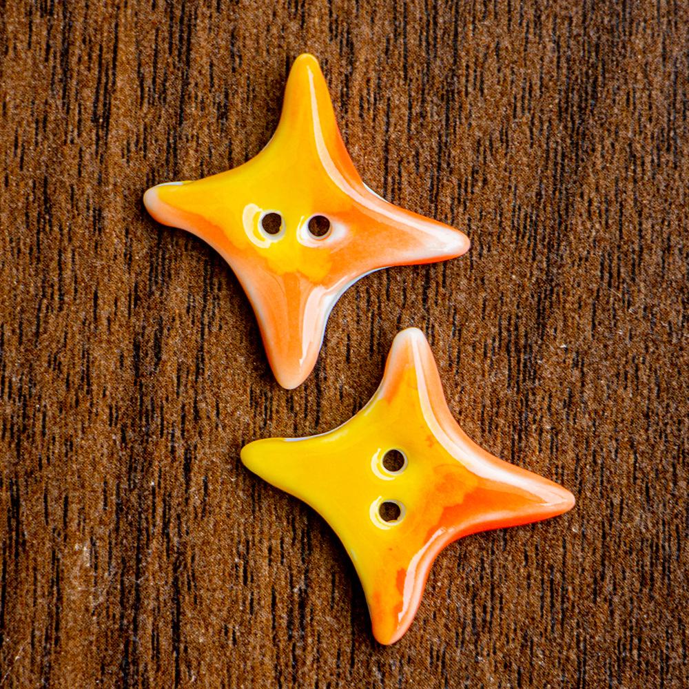 Square Star Ceramic Buttons - Handmade Designer Clothing Accessories
