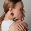 Stainless Steel Smooth Big Oval Stud Earrings for Women Exaggerated Hollow Ball Geometric Ear Buckle Earring Jewelry Gift