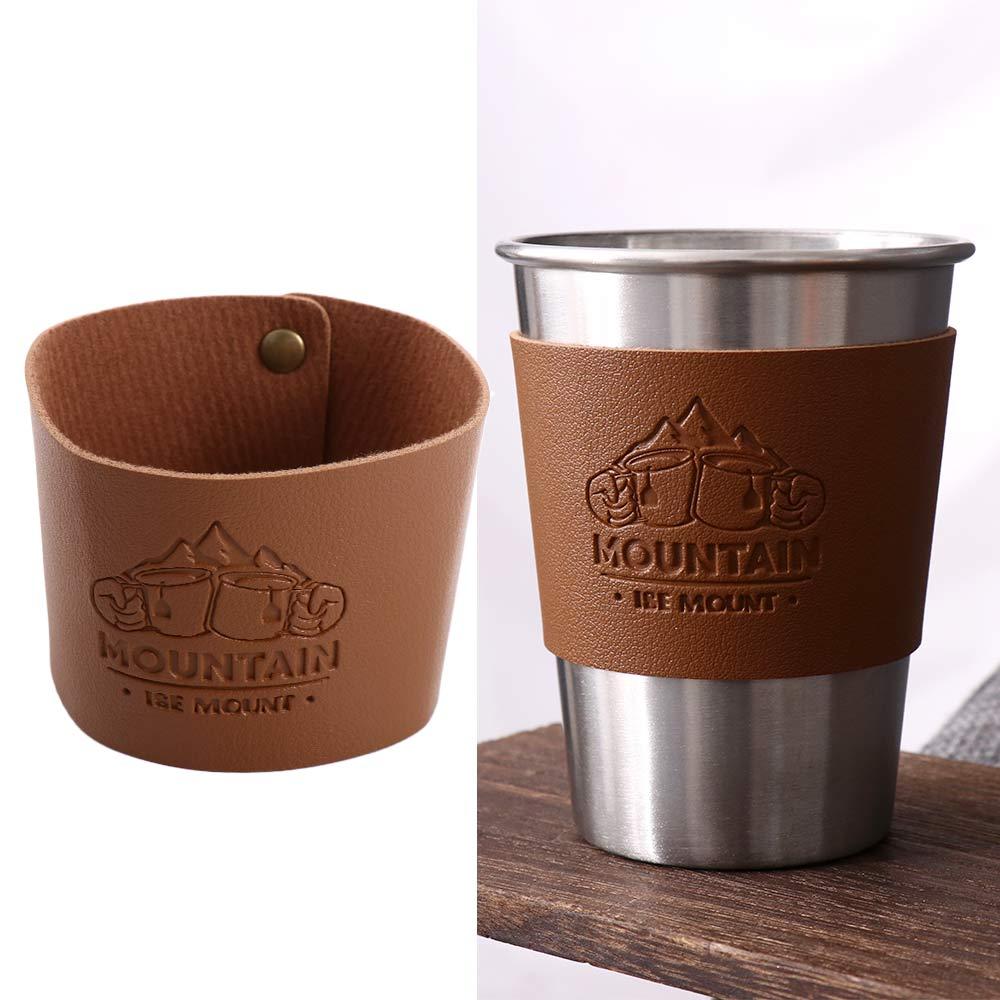 Camping Cup Hot Resistant Stainless Steel Cup Sleeve Protective Cover Leather Cup Cover Cup Sleeve