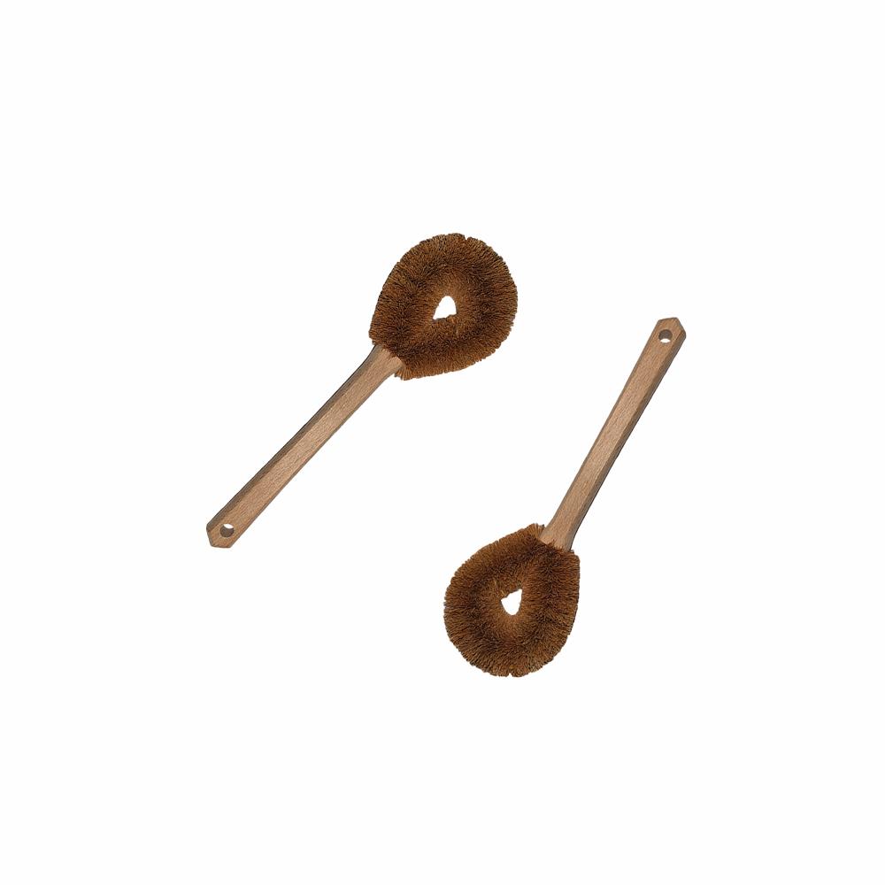 1/2pcs Natural Wood & Coconut Bristle Kitchen Cleaning Brushes with Long Handles - Reusable, Non-Electric Scouring Pads for Pots