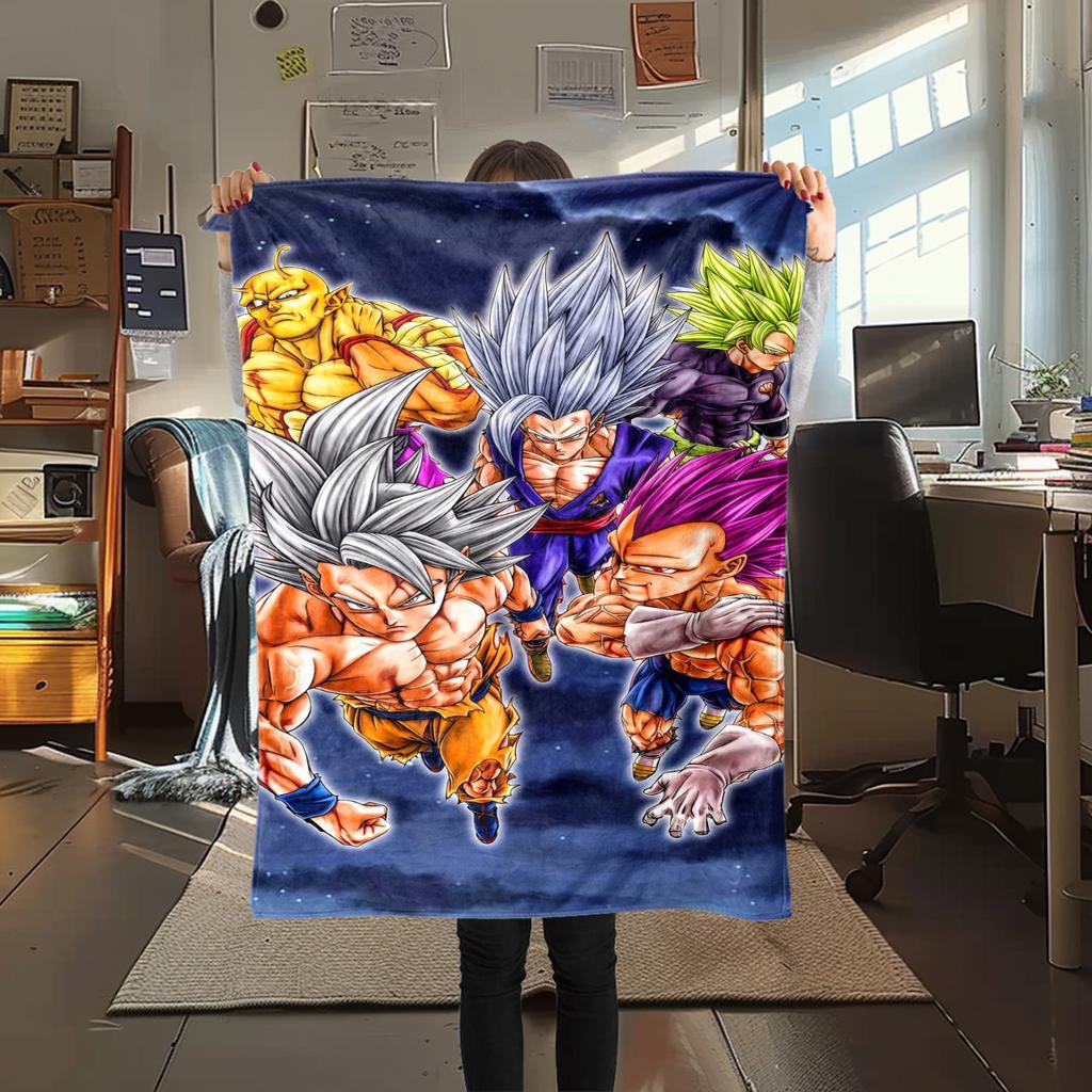 1PC Dragon Ball Super  Print Flannel Blanket, High quality All Seasons, Home Decor, Warmth and Comfort, Perfect for Christmas Gifts