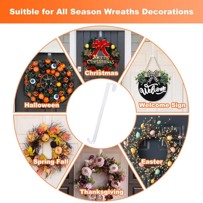 Christmas Front Door Hook 38cm Nail-Free Metal Ornament Long Hook Halloween Single Hook Decorative Garland Door Hanger
