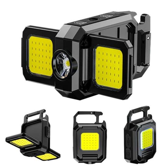 Multi-function Keychain Light 5 Modes 90 Degrees Foldable Adjustable USB Rechargeable Outdoor Camping Hiking Hanging Lamp Emergency