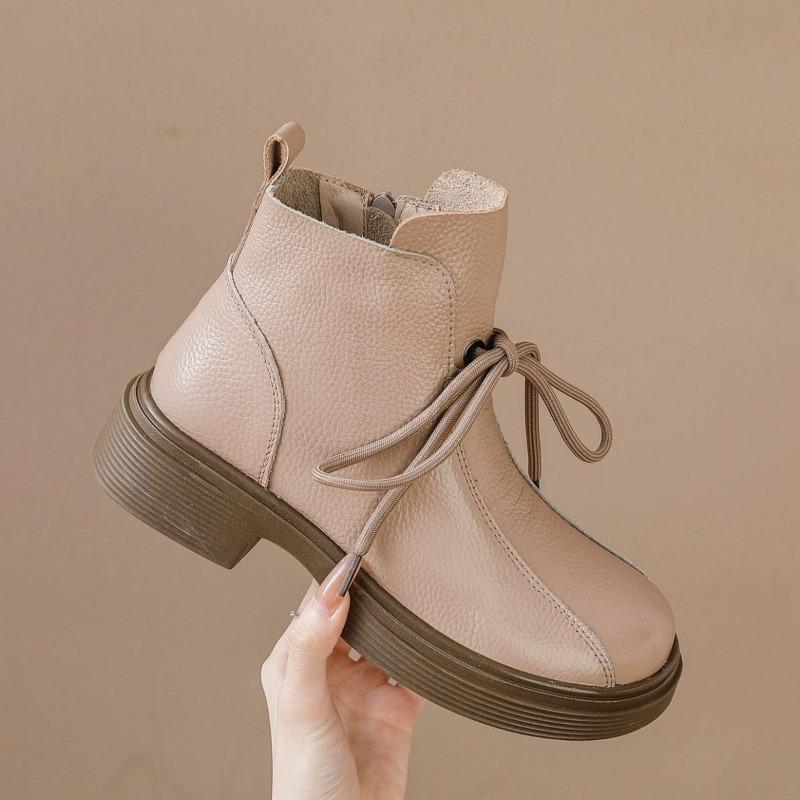 2026 Autumn Early Winter Genuine Leather Shoes Women Ankle Boots Soft Fashion Brand Ladies Party Shoes Plus Size 41 Beige Black