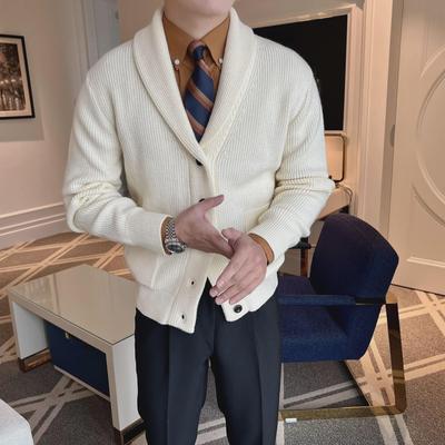 Men's British Retro Slim V-neck Knit Cardigan - Autumn/Winter 2026