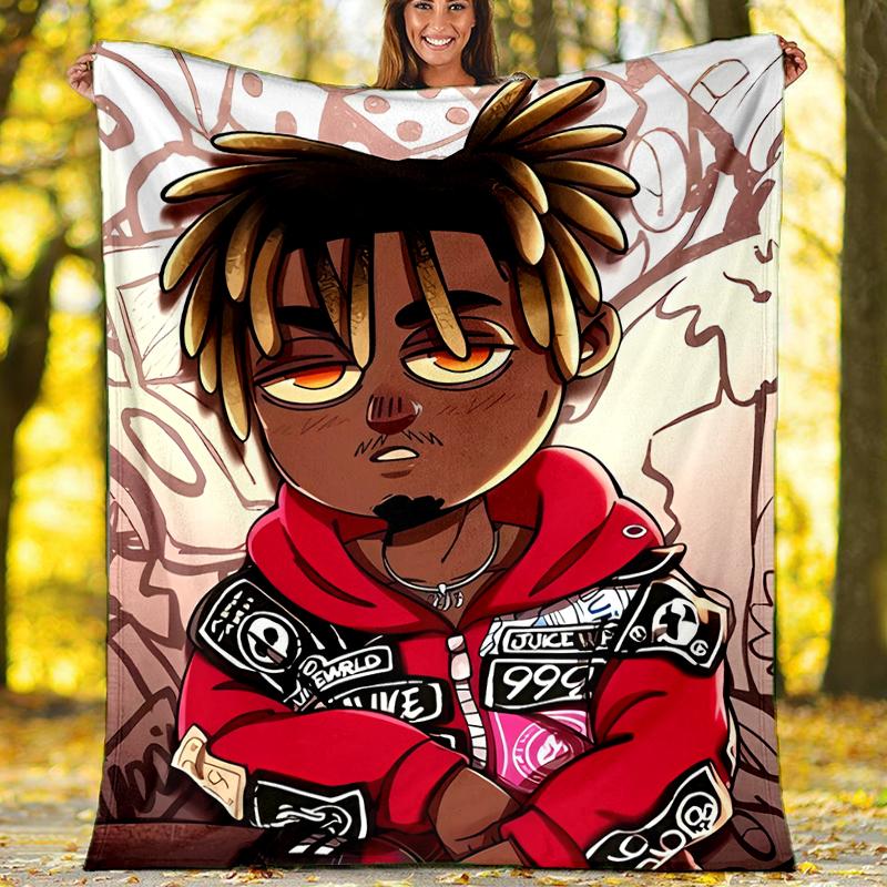 Juice WRLD printed throw blanket—soft,warm;versatile blanket for all seasons—perfect as &air-conditioning throw,nap blanket