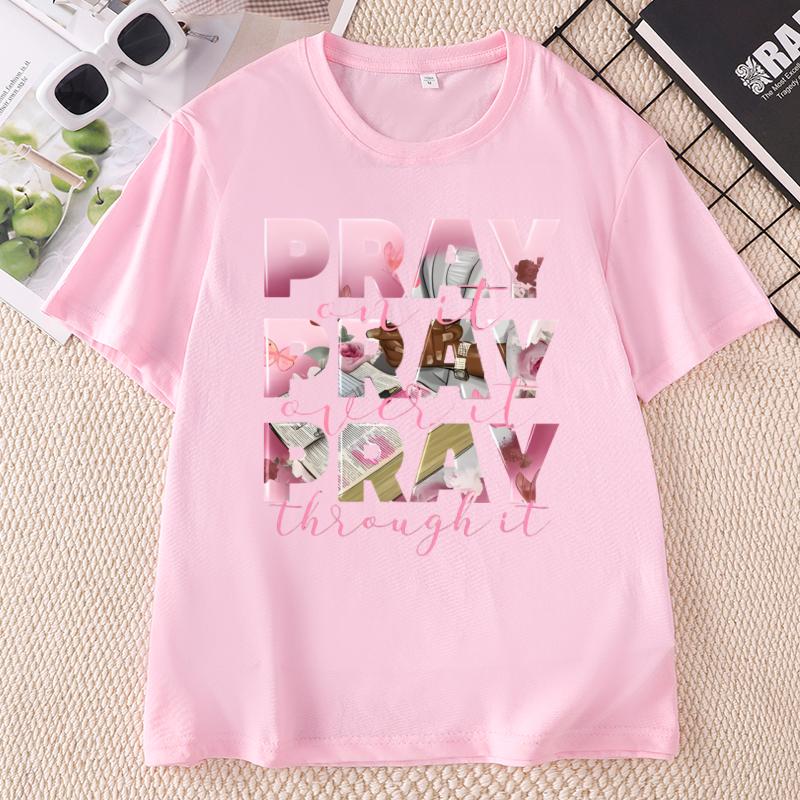 Pray Over It Print TShirt Unisex Casual Crew Neck Short Sleeve Tshirts Unisex And Unisex Casual Summer TShirts Streetwear