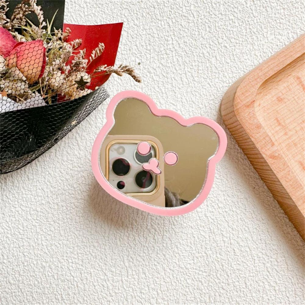 

Candy Color Cute Bear Mirror Bracket Phone Grip Tok Griptok Finger Ring For iPhone 15 Samsung Universal Accessories Phone Holder