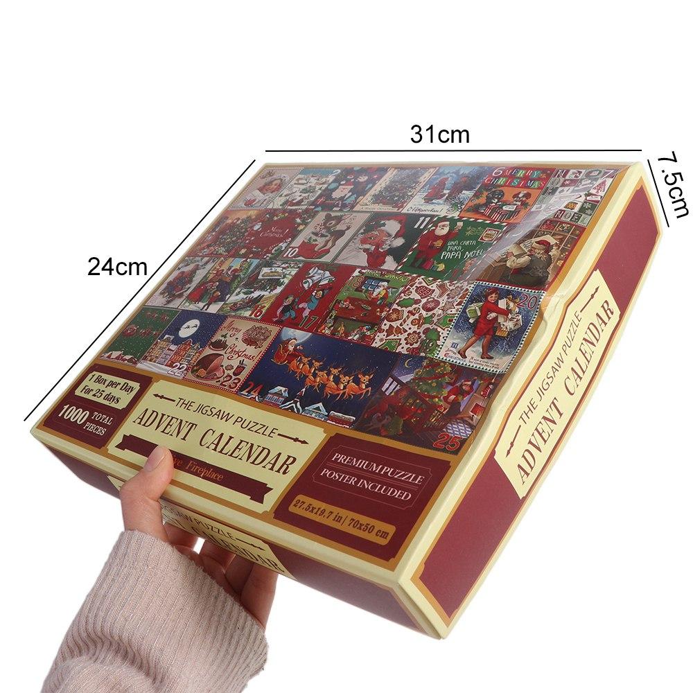 1000 Pieces Puzzle Christmas Advent Calendar Puzzle Christmas Gifts 24 Boxes 24 Days Countdown Calendars Calendar Box Cartoon