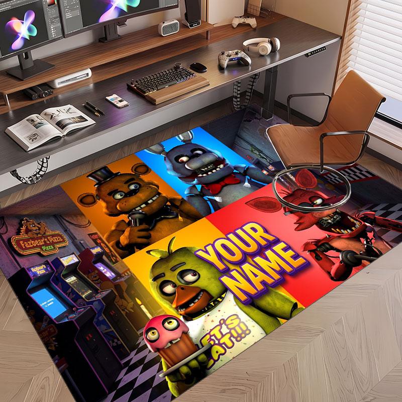 Custom Name Text Crystal Velvet Rug,Five Nights at Freddy’s Soft Plush Decorative Non Slip Floor Carpet