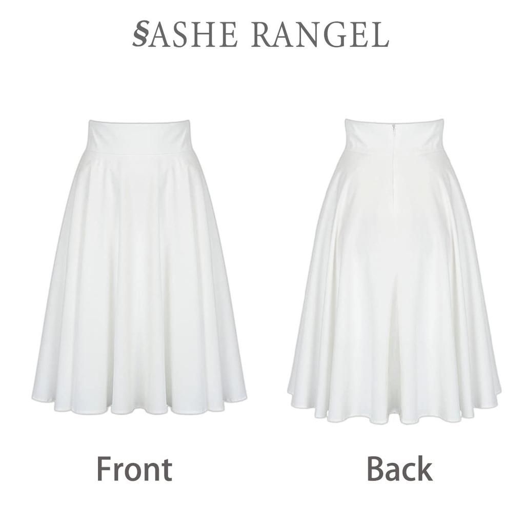 ASHERANGEL Chiffon Flared Solid Perfect for Students and Size S [ASHE RANGEL] Women's Skirt, Skirt, Color, A-Line, Knee-Length, High-Waisted,