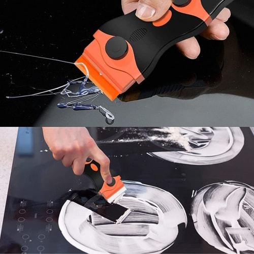 Samcos Sticker Remover, Glass Scraper, Pocket Scraper, Safety Scraper for Glass Stain Removal, Cleaning Glass, and Wall Scrapers (Includes 10 Plastic