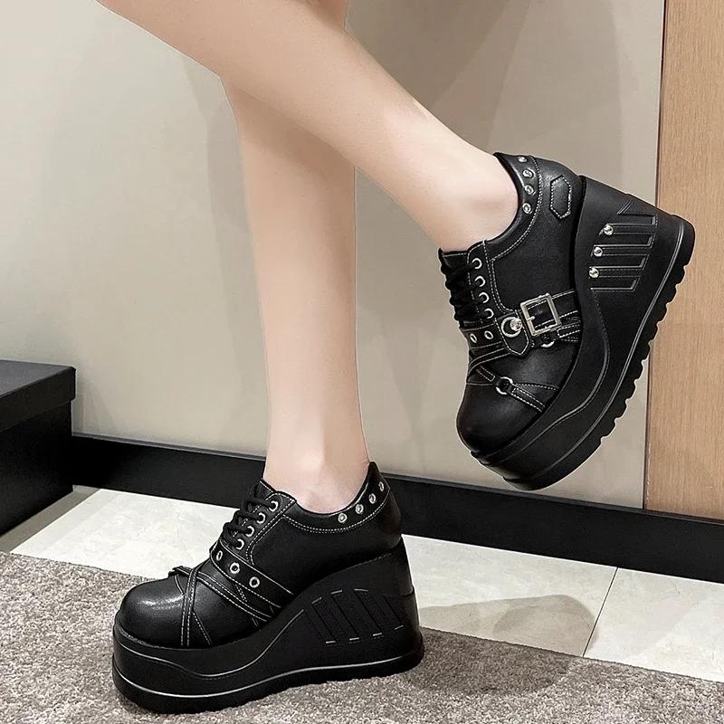 Punk Gothic Pumps Women 2025 New Thick Sole Brand Platform Mary Jane Shoes Wedge High Heels Party Cosplay Designer Lolita Shoes