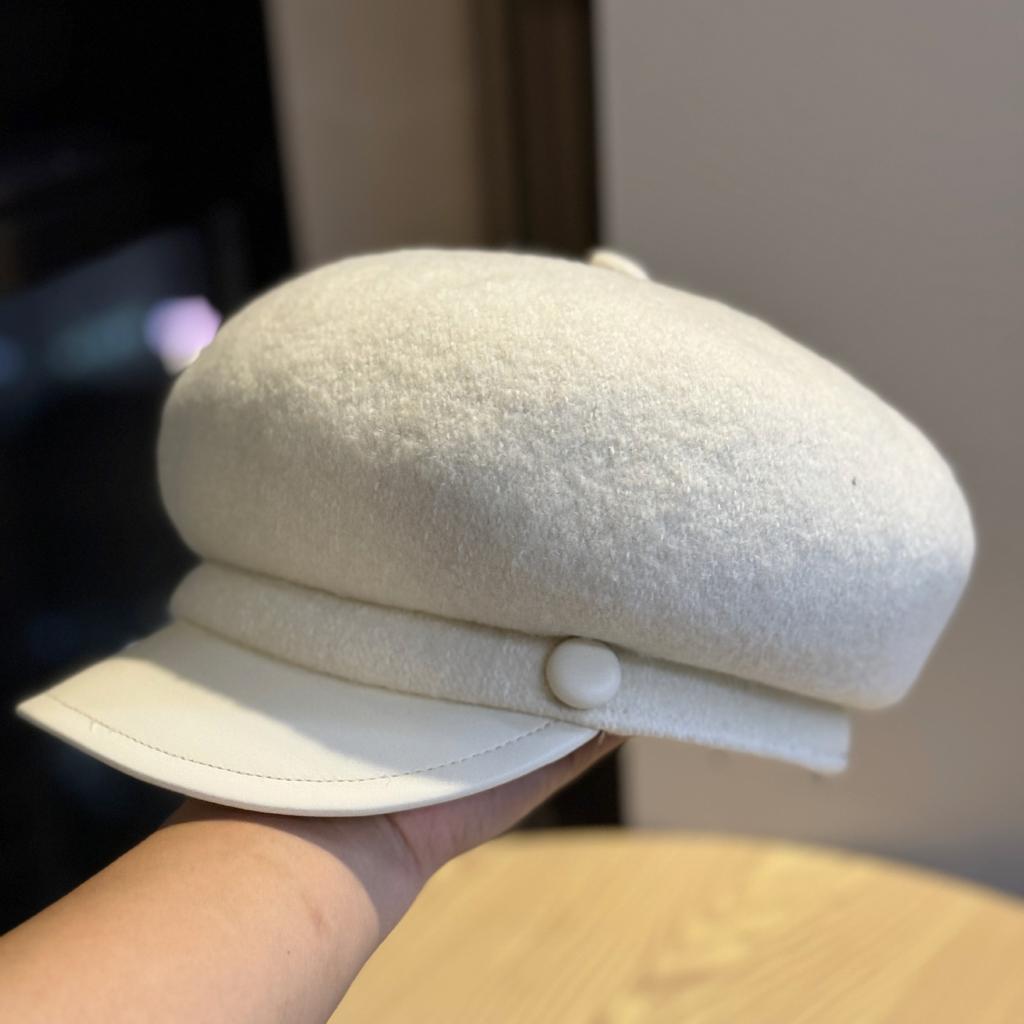 New High End Wool Octagonal Hat for Women In Autumn and Winter Woolen Beret Hat Retro Versatile Newsboy Hat