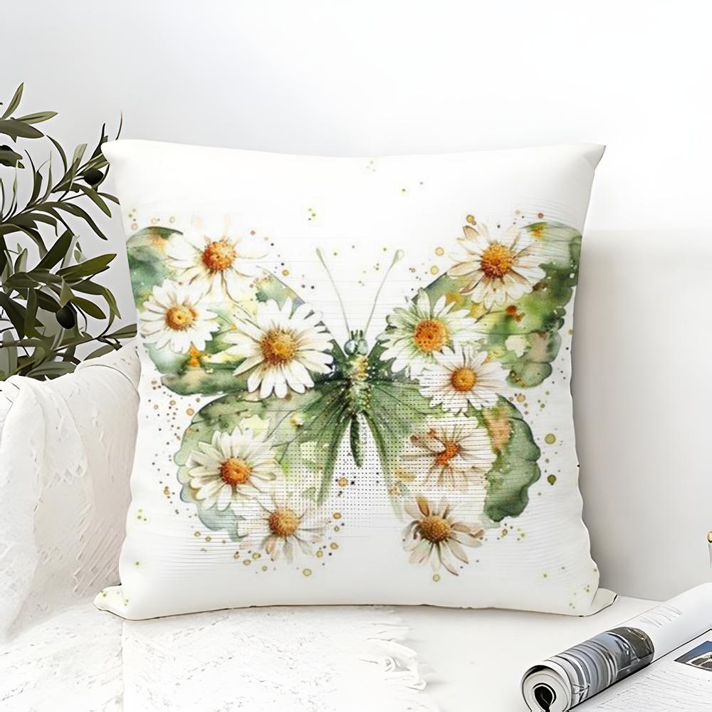 Beautiful Unique Floral And Butterfly Pillow Case Linen Pillow Case Sofa Home Decor Cushion Cover Cushion Cove
